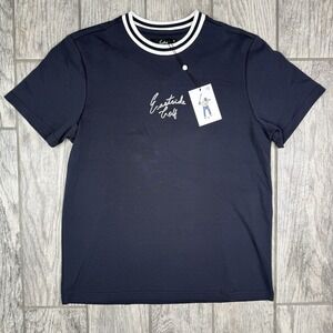 Eastside Golf Mens Shirt Short Sleeve Pique Crew Blue Logo Embroidered NWT Sz M